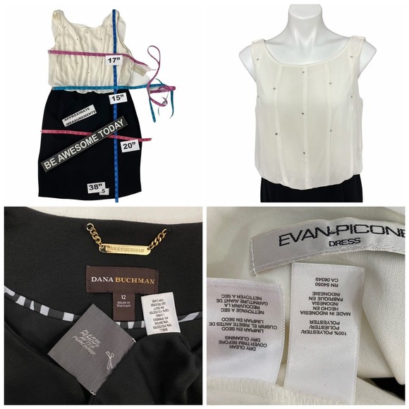 Evan Picone Womens Dress Blazer Combo Size 12 Rhinestone Chiffon Black Lot of 2 - Picture 6 of 12
